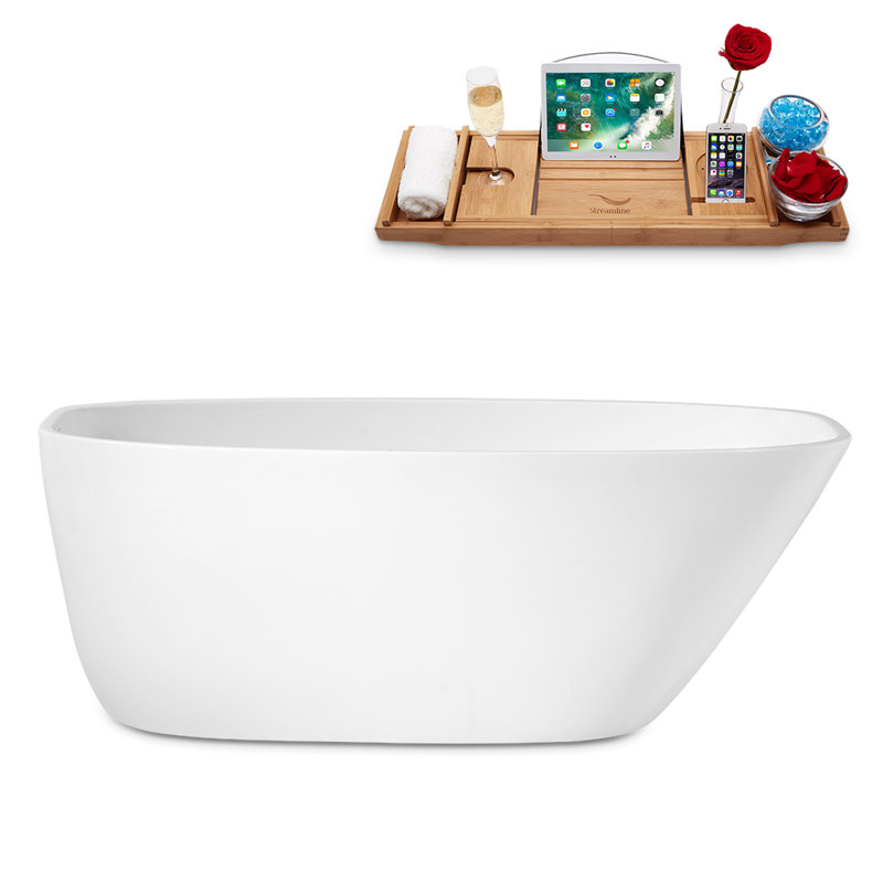 63'' x 29.5'' Freestanding Soaking Acrylic Bathtub, Matte Black