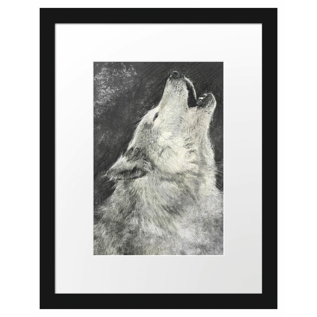 Gerahmtes Poster Heulender Wolf Kunst