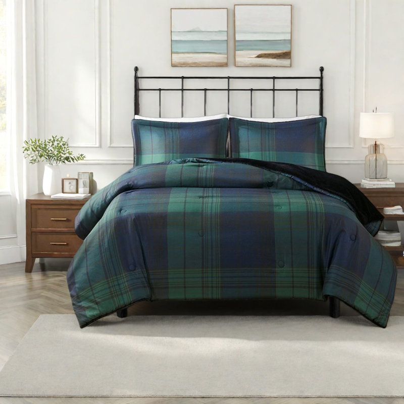 Warm Reversible Bedding Sets, Polyester Full Queen Plaid Home Comfort