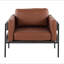 Chaise d'appoint en métal, bois et similicuir