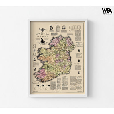 Home Rule Ireland - Ballance 1893, Guest Bedroom Decor, Irish Area Wall Art Print, Map Of Ireland Poster, Antique Irish Pub Decor