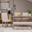  Chaise de salle à manger rembourrée en lin beige (ensemble de 2)