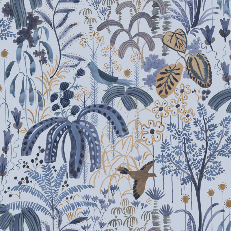 Papier peint adhésif Willow, Bleu