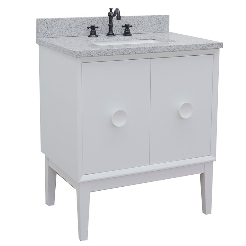 Ensemble de meuble-lavabo simple 31 po Crumley, Blanc / gris granit