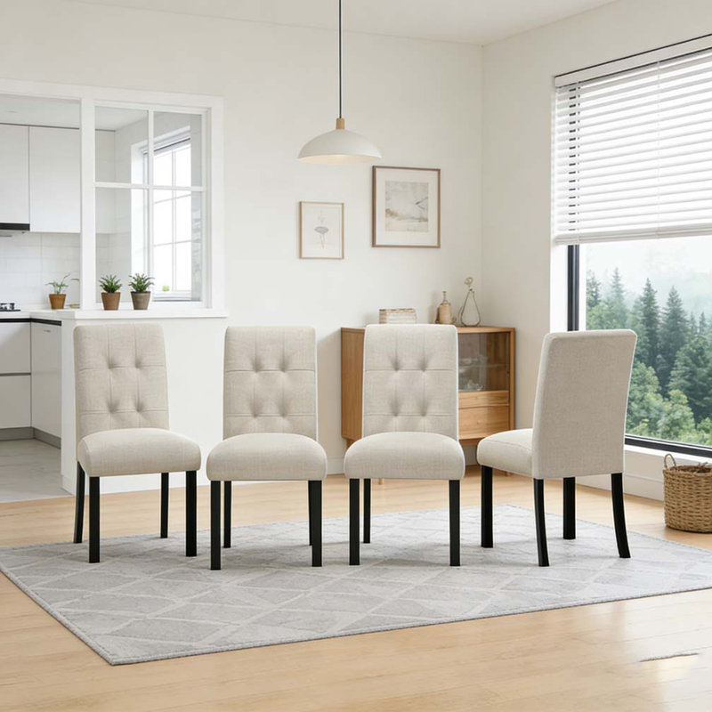 Chaise de salle à manger 4 pièces, Beige