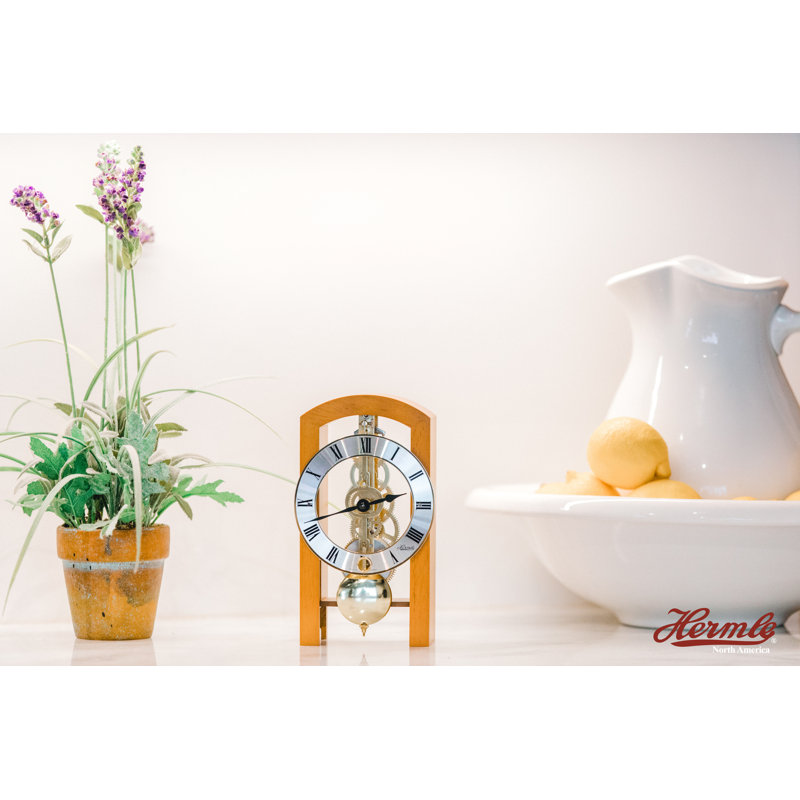 Patterson Solid Wood Mechanical Clock, Light Brown