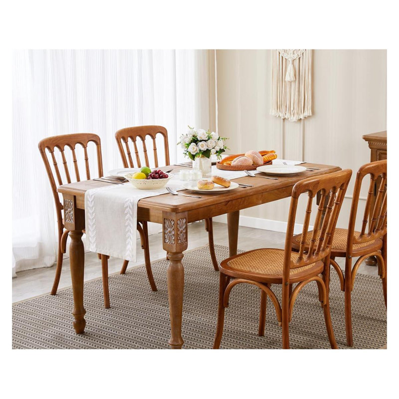 Embroidered Table Runner Irregular Willow Leaf Table Runners Long For Dresser Home Dining Table Decor, White/Cream