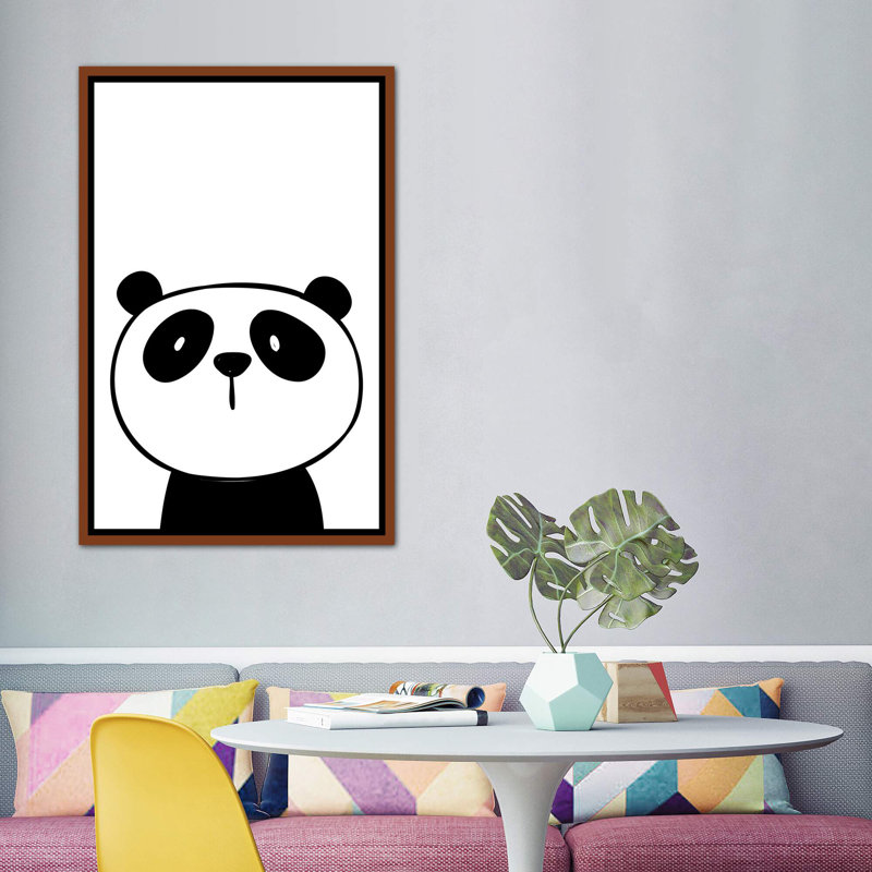 Panda - impression d'art graphique, H 60 po x l 40po x P 1,5 po, Toile avec cadre brun, Pas de tapis
