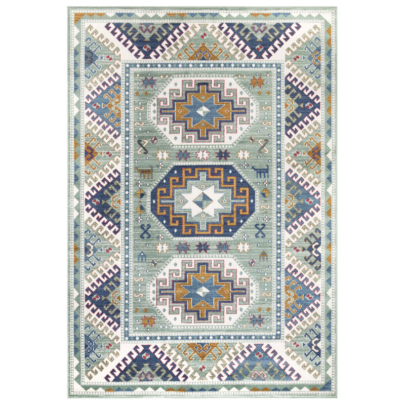 Brayhan Green Indoor/Outdoor Rug, Rectangle 50 x 80cm