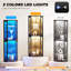 BROTTAR 71" Corner Display Cabinet with Glass Doors, 6 Tier Curio Cabinet with 3 LED Lights, Black