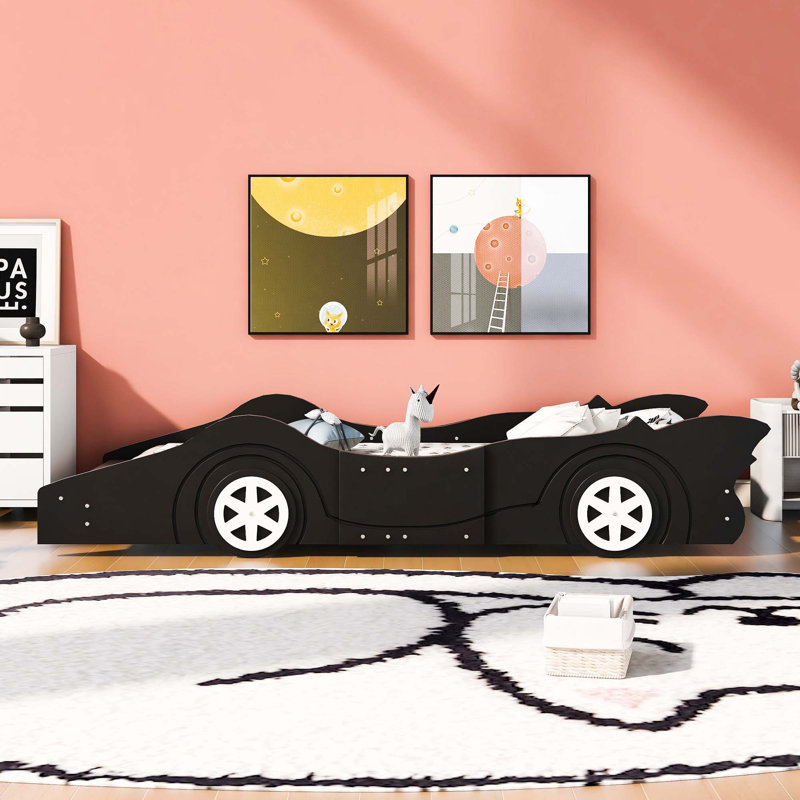 Race Car-Shaped Platform Bed, Twin, Black