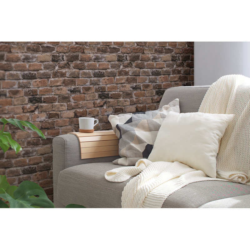 Bricks and More Collection Authentic Brick Wallpaper Roll, Brown