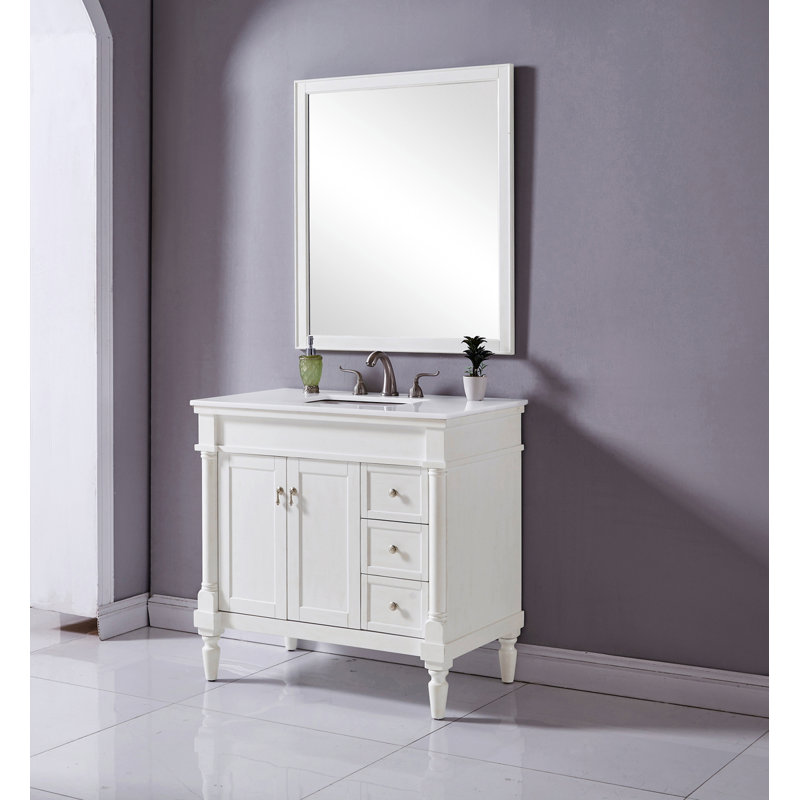 Ensemble de meuble-lavabo simple 36 po Lexington, Blanc antique, Blanc Ivoire