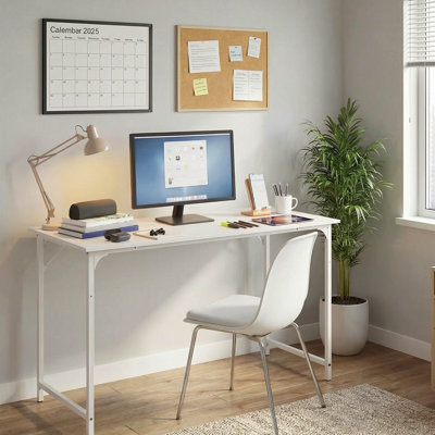 Office Desk Small Computer Desk Study and Writing Table Simple Modern Desk with Metal Frame for Home Office