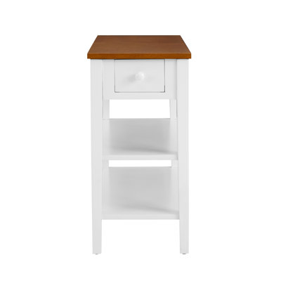 Table de bout à 2 tons avec ports de charge USB pour les petits espaces, pieds de table en bois massif, l 11,8 po x P 24 po x H 24,2 po