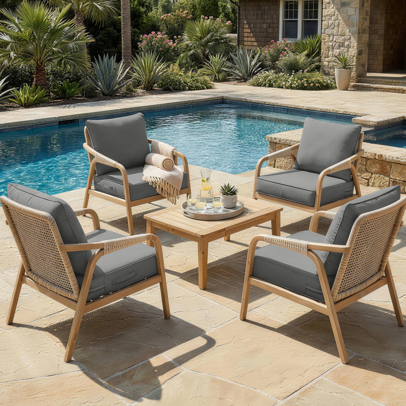 Outdoor Patio Replacement Seat Cushion Cover With Non-Slip Bottom, 4, 24" W x 24" D, Light Gray