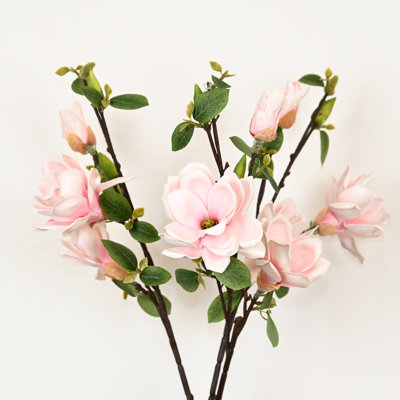 36" Artificial Magnolia Flower Floral Arrangement For Vase Filler, Farmhouse Greenery Foliage Sprays Branch Long Stem Flower Bulk Bouquet For Wedding Party Home Office Table Centerpiece Shelf Decorations