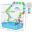 Cage à hamster portable avec tubes et tunnels - 5, bleu, très grand design 5 tubes, roue d'exercice large, bleu