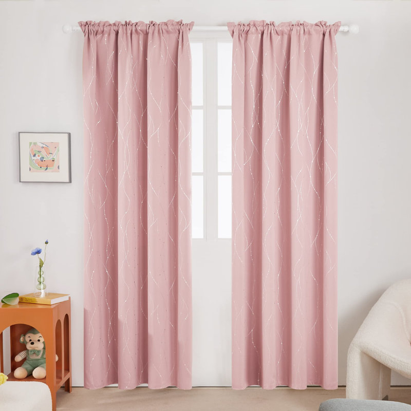 Flurin Room Darkening Curtain Pair, 52" W x 108" L, Coral Pink
