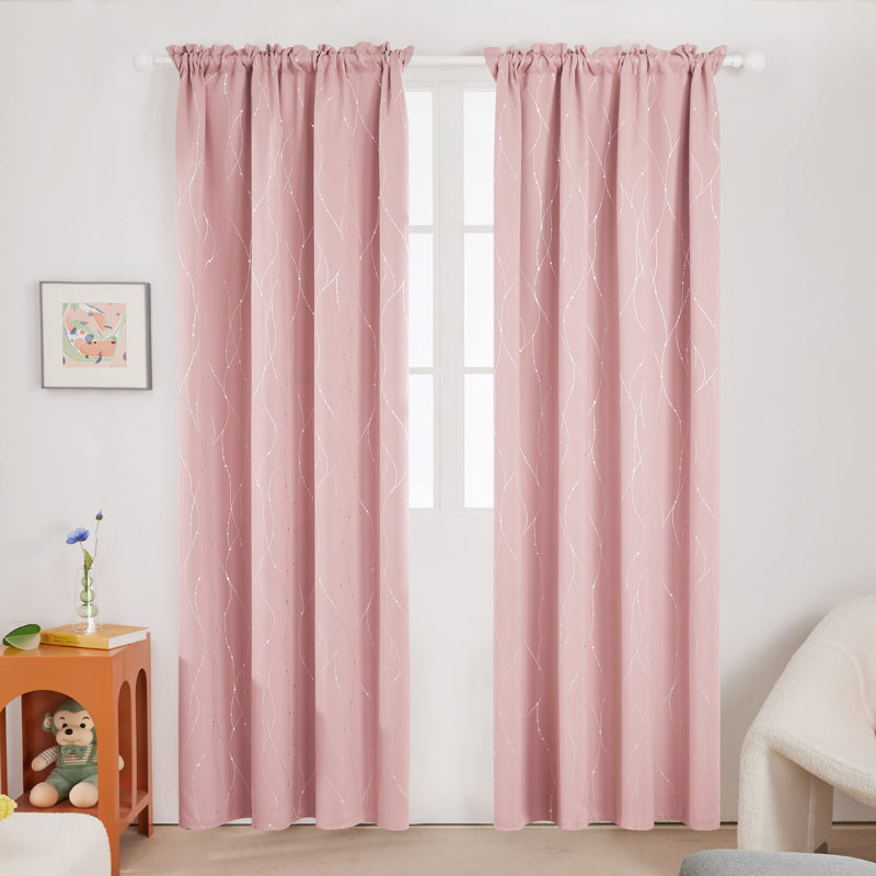 Flurin Room Darkening Curtain Pair, Coral Pink, 52" W x 72" L