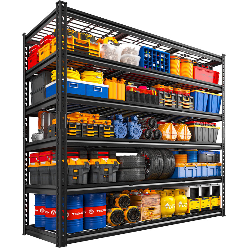 Étagère de rangement robuste à 6 niveaux pour rivets, hauteur 198 cm (78 po), étagère métallique réglable avec cadre à bords roulés, capacité de charge totale de 1 500 kg (3 300 lb) pour garde-manger ou entrepôt