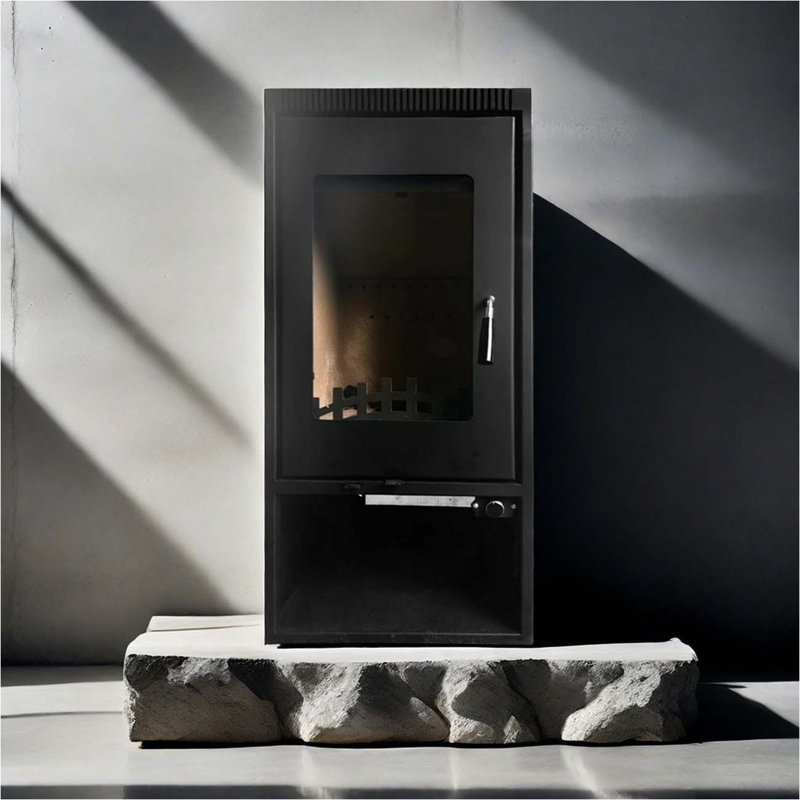 Black vintage metal heating fireplace