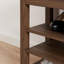 Banc avec hauteur réglable, couleur brune, bois d'hévéa et tabouret réglable en hauteur pour petit appartement, structure, siège en cuir synthétique, support stable des pieds