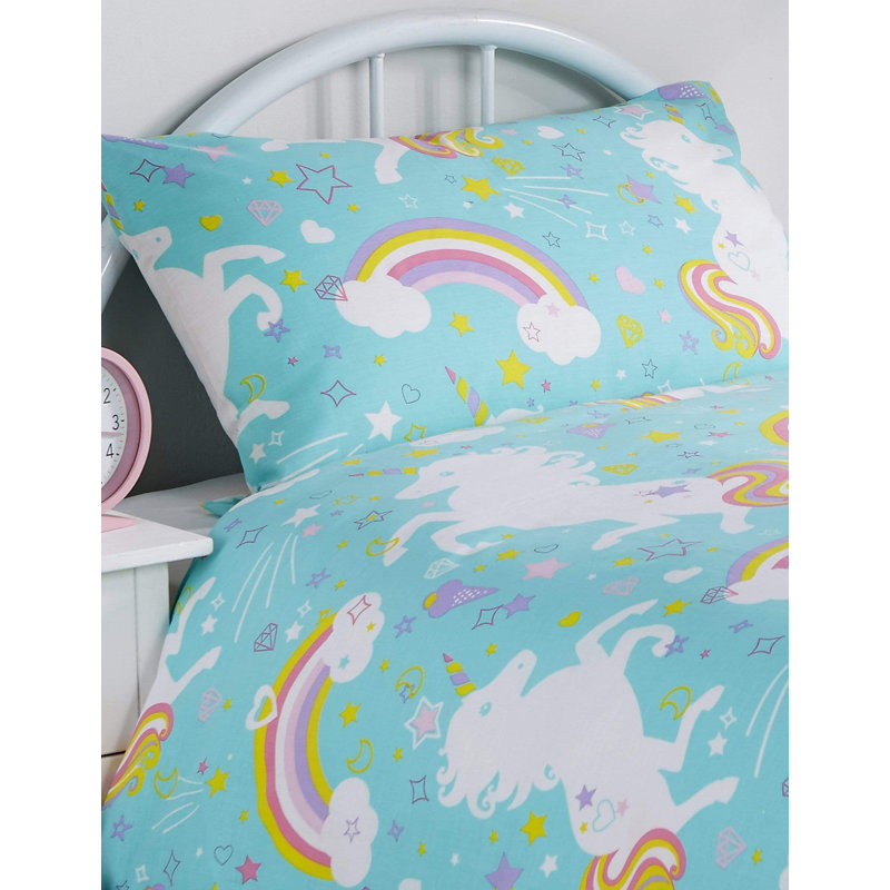 Polyester No Pattern Duvet Cover Set with Pillowcases, Blue, Double Duvet Cover Set + 2 Pillowcases