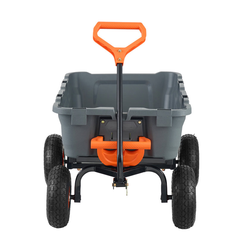Gray Heavy Duty Poly Garden Dump Cart with Steel Frame