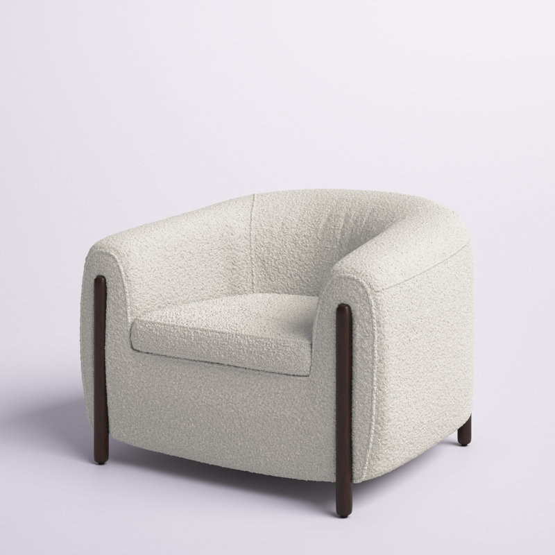 Amyerra Upholstered Barrel Chair, Ivory Polyester Blend