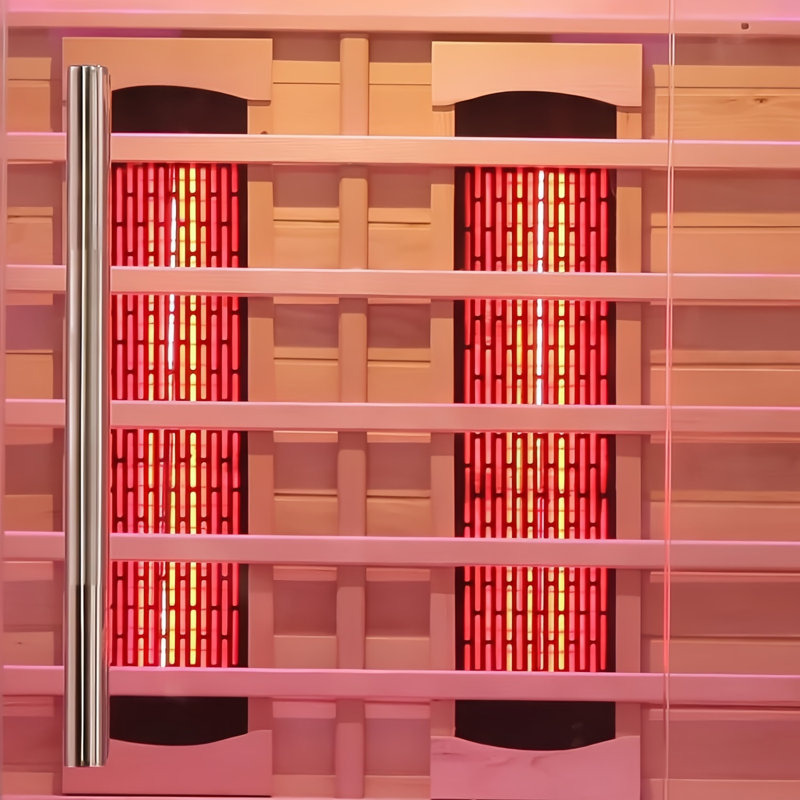 4 People Indoor Infrared Sauna, Low EMF Full Spectrum Red Heater with Carbon Heating Panels, Canadian Hemlock Wood, WiFi Control, 7-Color Starry Light, Reading Lamp, 2700W, 220V