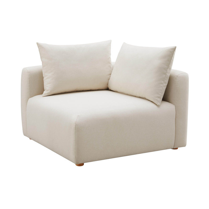 Cream Linen Modular Corner Armchair with Cushions