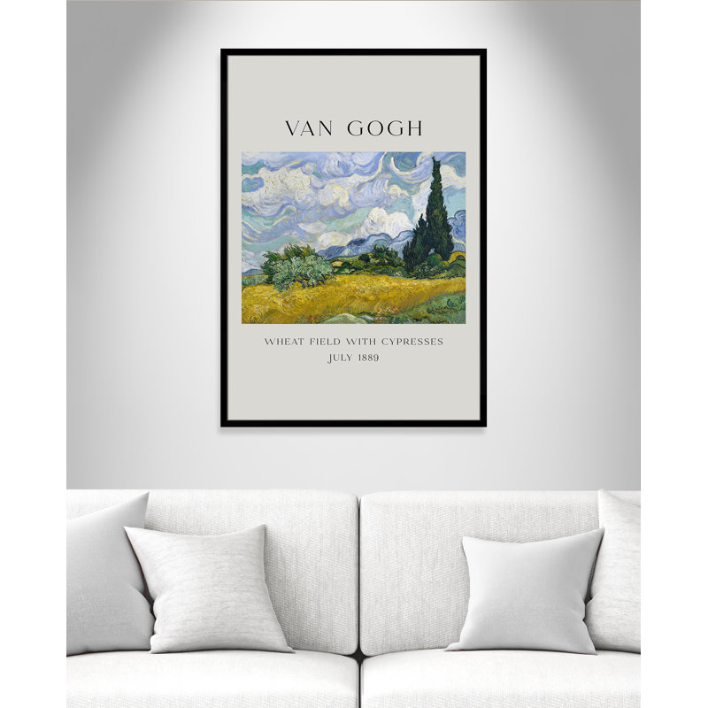 Collection «Old Fields with Cypresses» par Vincent Van Gogh, Cadre photo noir simple, Non, H 55 po x l 39 po x P 1,25 po