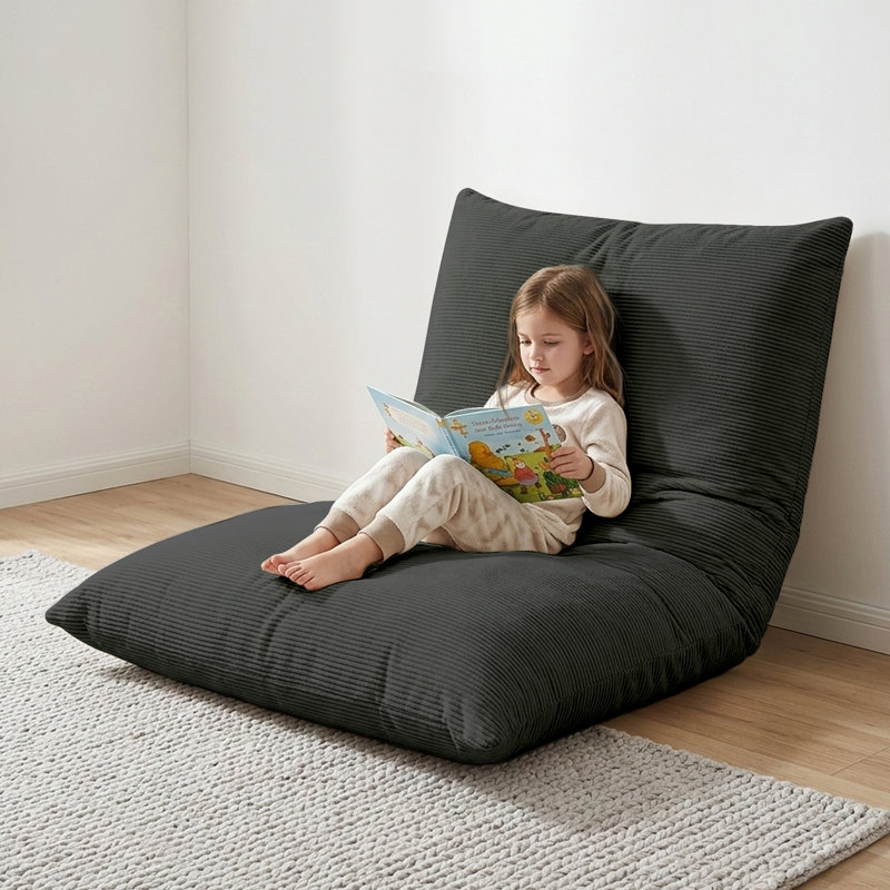 Fauteuil à billes convertible avec canapé-lit et chaise longue pour enfants, Gris