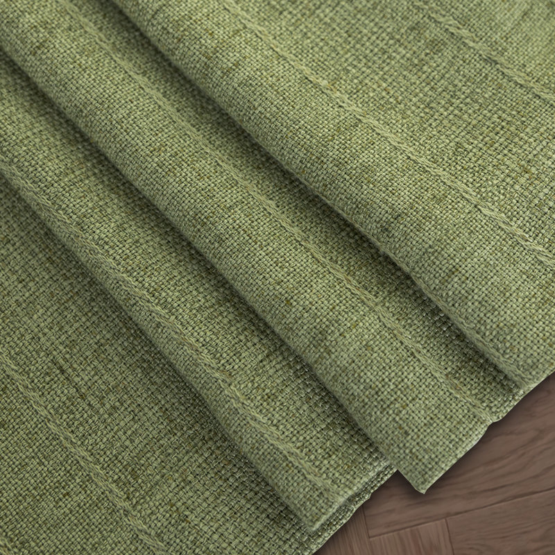 Farmhouse Stripe Linen Blend Grommet Light Filtering Curtain Pair, Sage, 52" W x 96" L