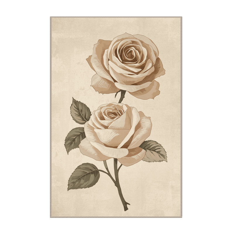 Tapis beige moderne et contemporain lavable à la machine Midtown Valentines - reliure beige, 2 pi x 3 pi