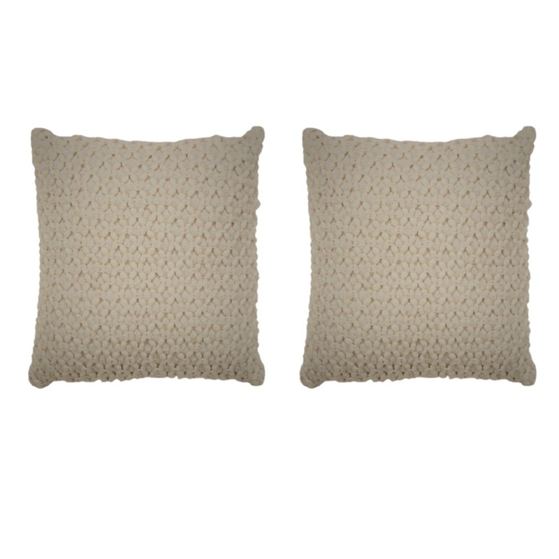 Housse de coussin diamant tressé carré, Ivoire