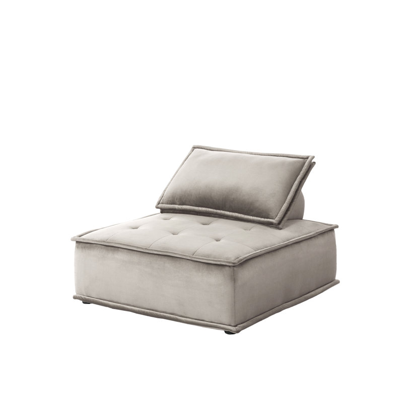 Canapé modulable 4 places Anna 160 po en velours gris pâle avec sièges capitonnés et ressorts ensachés