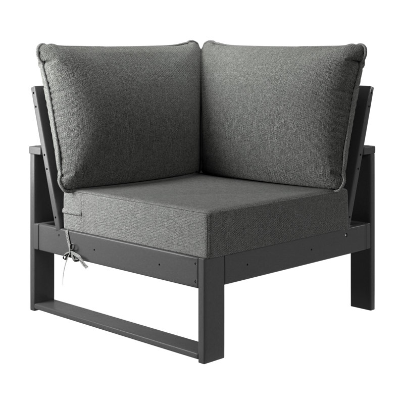 Chaise de coin de patio à assise profonde avec cadre, Gris, Gris