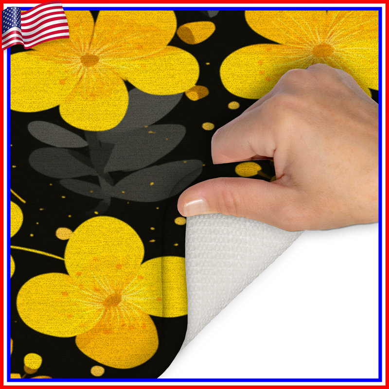 Floral Bath Mat Pattern Bathroom Decor Bohemian Boho, Single - 17" L x 24" W, Pink Floral 5
