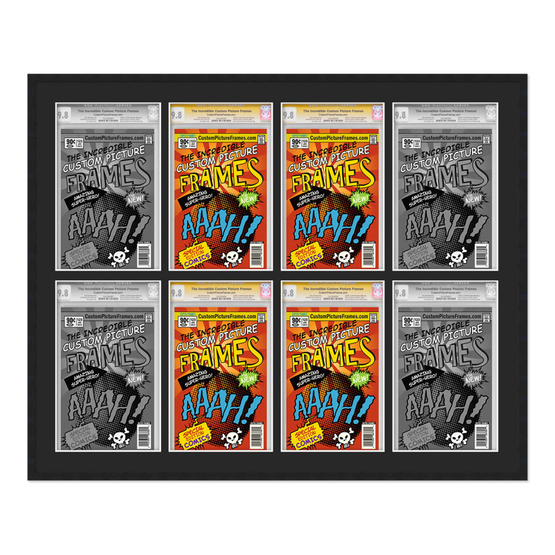 Wood Picture Frame with Mat, 8.125" x 13", 39" x 30.5", Black/Black