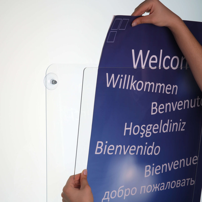Porte-affiche en acrylique de qualité supérieure 8,5 x 11 M&T Affiche | Cadre double portrait transparent avec 4 ventouses | Anti-reflets pour vitrines, portes, verre - Affiche facile et changement de menu - paquet de 2