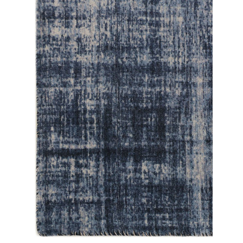 Tapis bleu abstrait touffeté, Rectangle de 7 pi 6 po x 9 pi 6 po