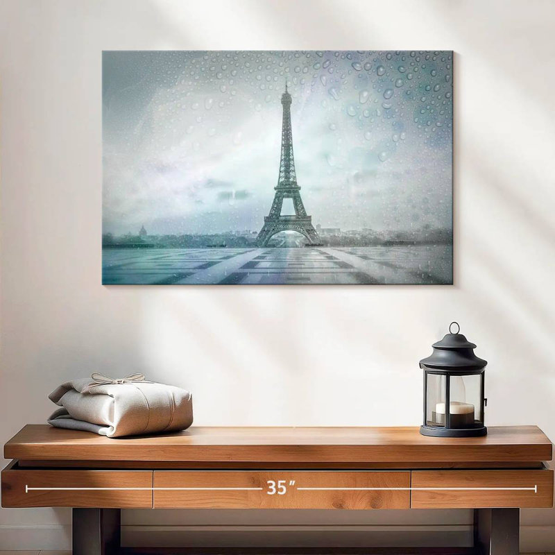 Tour Eiffel, jour de pluie, H 16 po x l 24 po