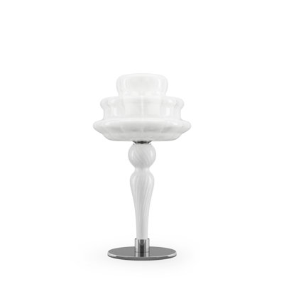 Novecento Table Lamp White Striped Glossy Chrome E12 Ul