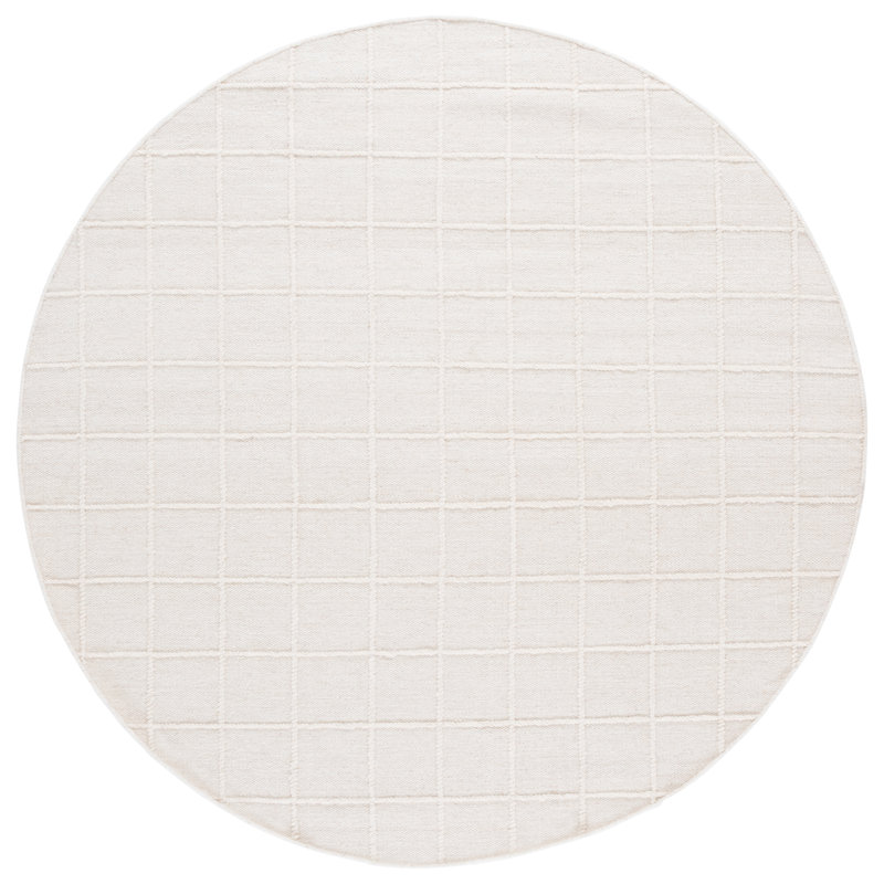 Natura 785 Hand Woven Wool/Cotton Geometric Rug in Ivory, Round 6'