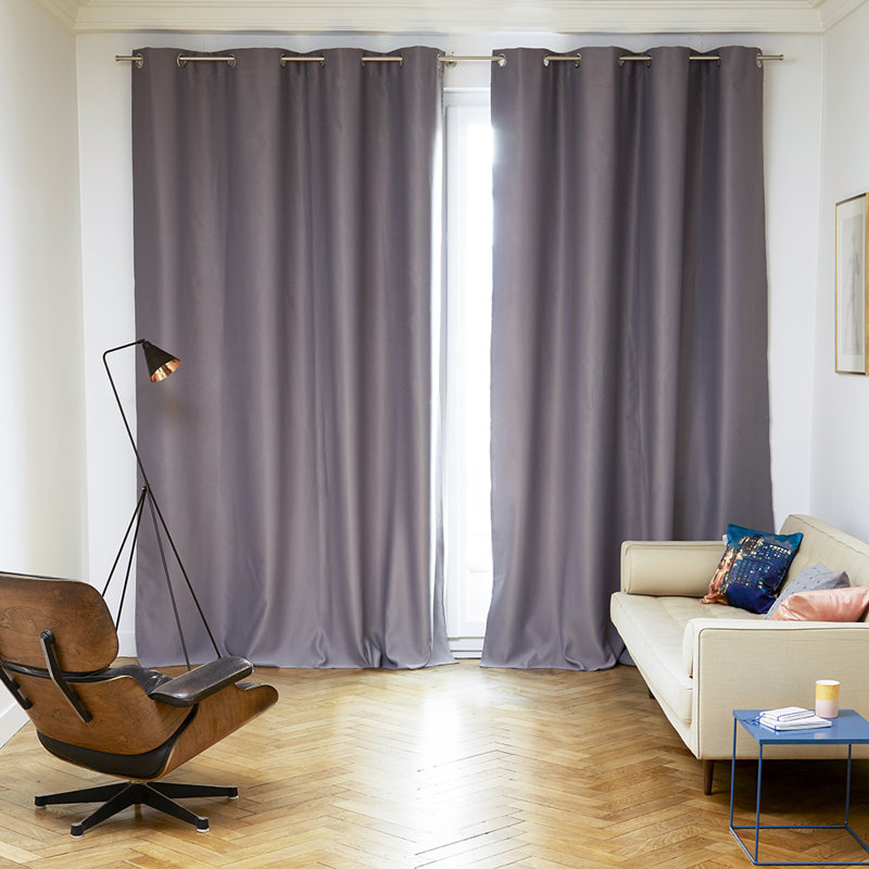 Eades Blackout Single Curtain Panel, 350 W x 280 D cm, Dark Grey