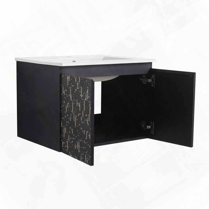Meuble-lavabo flottant mural avec évier en céramique, 24"