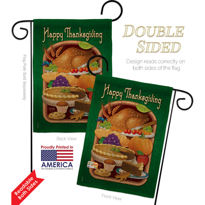 Polyester de 2 côtés en polyester 19 po thanksgiving drapeau de jardin