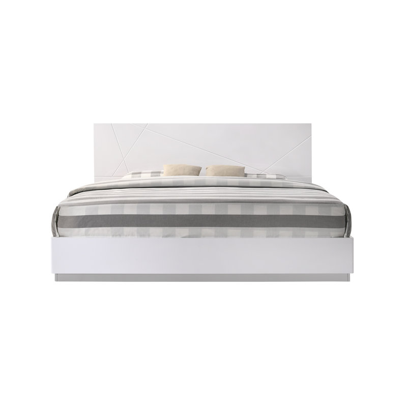 Mchenry Platform Bed, King, White Glossy Lacquer